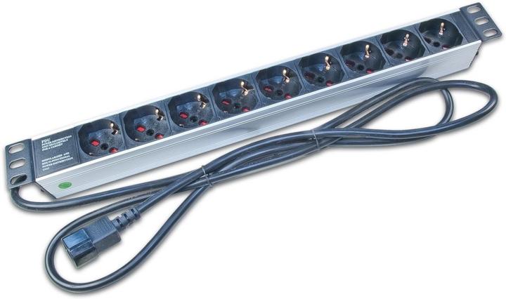 Actual product image Wirewin 19" 1U socket strip with 9x Schuko sockets (9x, CEE 7/3)