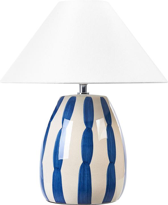 Beliani Tischlampe aus Keramik hellbeige/blau LUCHETTI