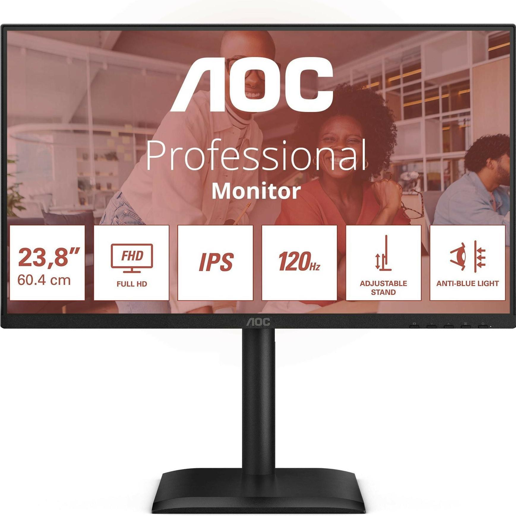 AOC 24E4U (1920 x 1080 Pixel, 24"), Monitor, Schwarz