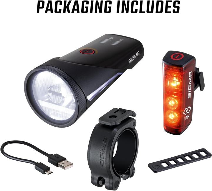 Immagine prodotto Sigma Sport Aura 100 USB & Blaze Link, Akku-Beleuchtungsset
