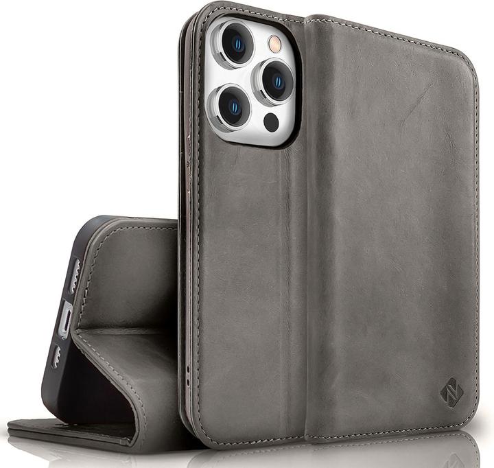 Produktbild Nalia Echt Leder Flip Case Hülle mit Magnetverschluss (Apple iPhone 15 Pro)