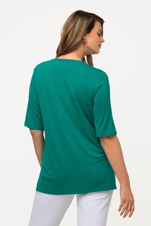 Image du produit Ulla Popken T-shirt doublé à l'avant, col V et manches courtes (58)