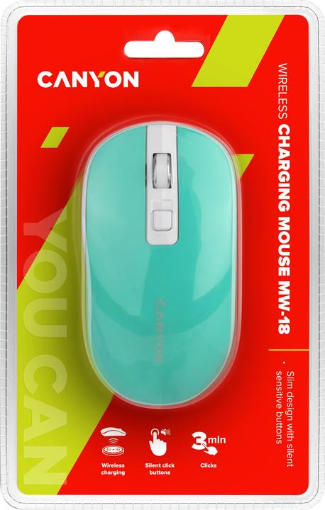 Produktbild Canyon Wireless rechargeable mouse with silent buttons MW-18, Aquamarine (Kabellos)