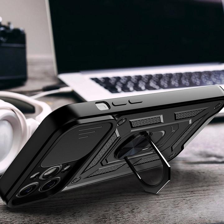 Actual product image Hurtel Hybrid Armor Camshield case for Realme 10 Pro armored case with camera cover black (Realme 10 Pro)