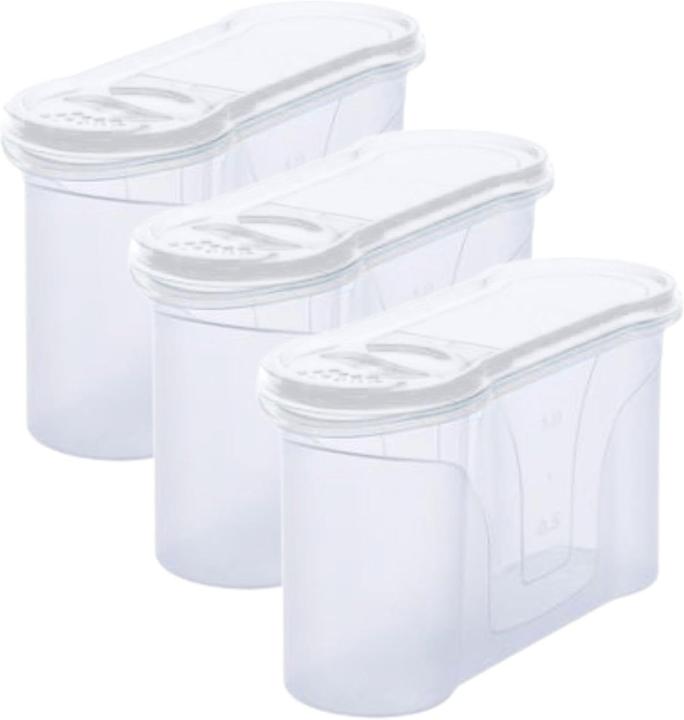Novaliv Schüttdosen 3er SET Vorratsdose zum Streuen 1,3 Liter - Masse (LxBxH): 22 x 13 x 8,5 cm - Dos (1.30 l)