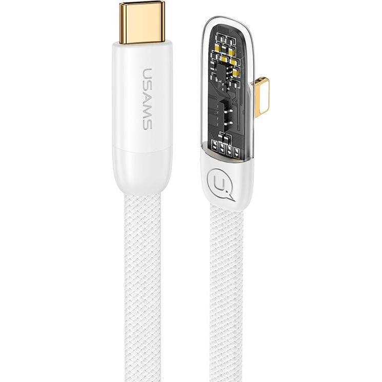 Usams Kabel kątowy USB-C na Lightning PD 20W Fast Charging Iceflake Series 2m biały/white SJ586USB02 (2 m, USB 3.2 Gen 2...
