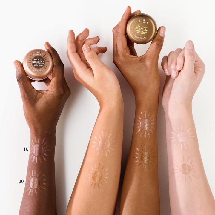 Image du produit essence BALM OF sunshine FACE & BODY glow balm baume visage et corps (#956B44, 20, Séduction du Soleil, Contour, Highlighter)