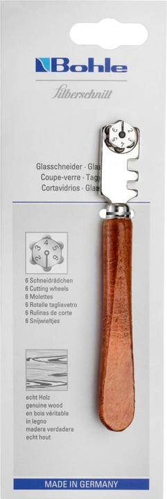 Actual product image Bohle Glass cutter silver cut with wooden handle SB