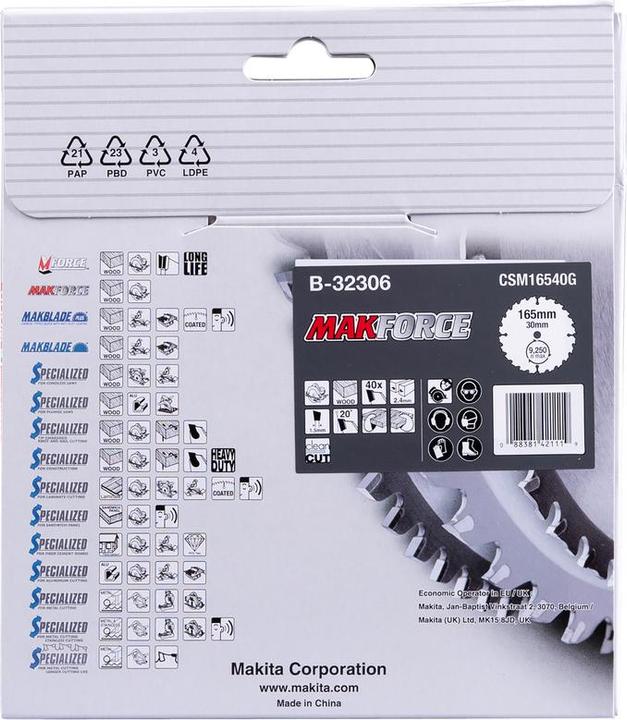 Produktbild Makita MAKFORCE Sägeb. 165x30x40Z