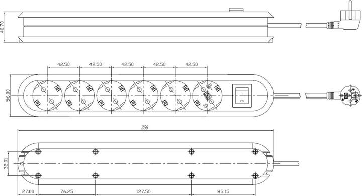 Immagine prodotto Bachmann Presa multipla 6gang 300cm interruttore 381.251K (19.07.1127) (6x, CEE 7/3, 3 m)