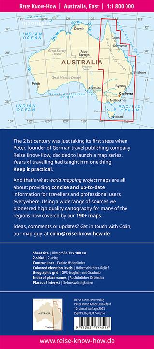 Produktbild Landkarte Australien, Ost / Australia, East (1:1.800.000)