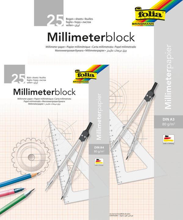 Produktbild Folia Millimeterpapier Block (A4, Kariert, Harter Einband)
