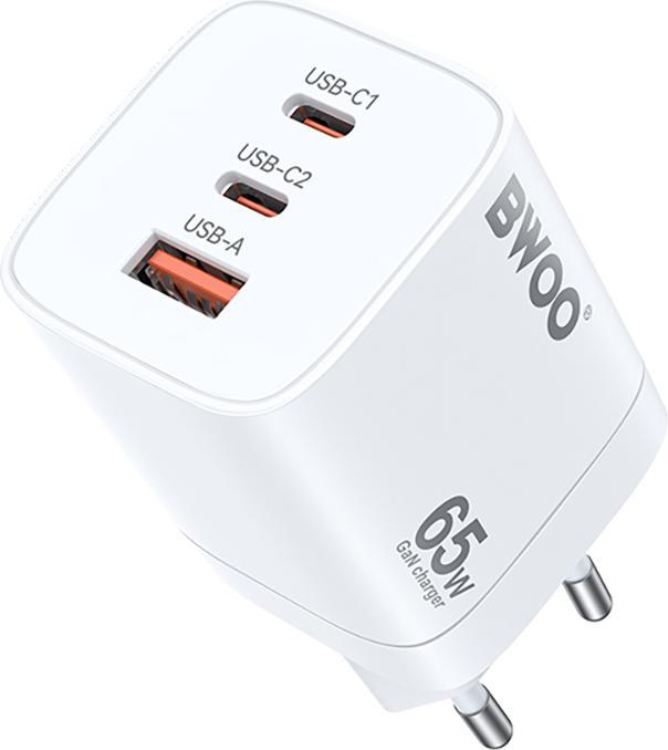 Produktbild Bwoo Schneller 65W GaN TRAVEL CHARGER CDA147 2 xUSB-C, 1 x USB-A (65 W, 3 Ports)