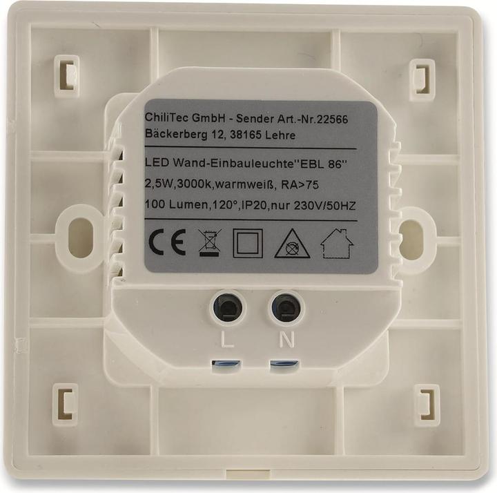 Actual product image Chilitec LED recessed luminaire EBL 86, 2.5 W, 3000 K, warm white, frame cream white (100 lm)