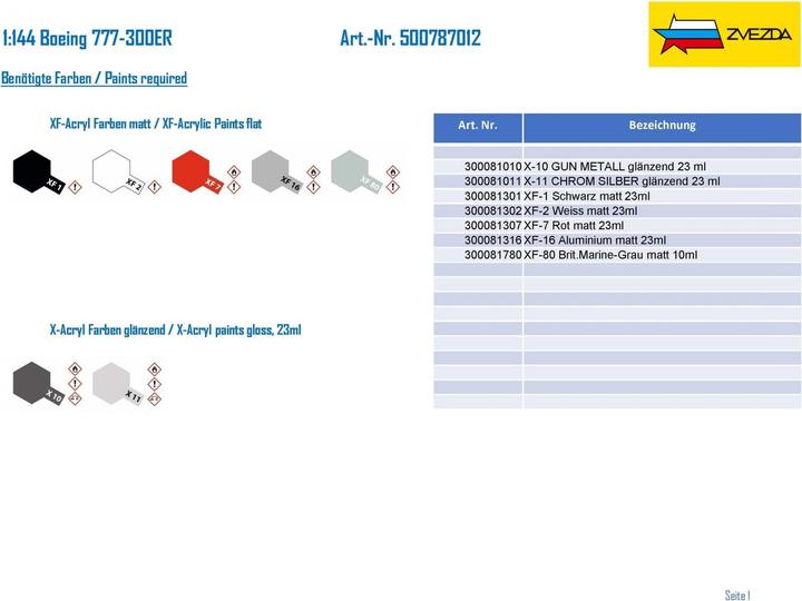 Actual product image Tamiya 1:144 Boeing 777-300ER