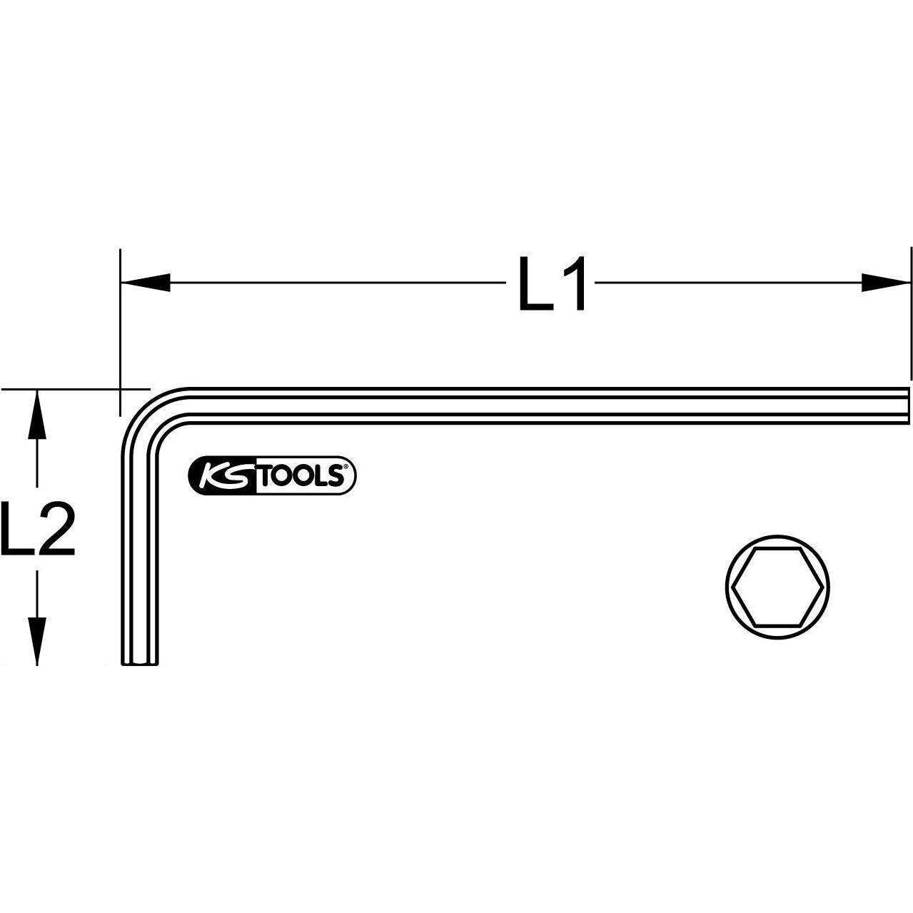Thumbnail - KS Tools, Sechskantschlüssel, EDELSTAHL Innen6kant-Winkelstiftschlüssel, kurz, 2,5mm
