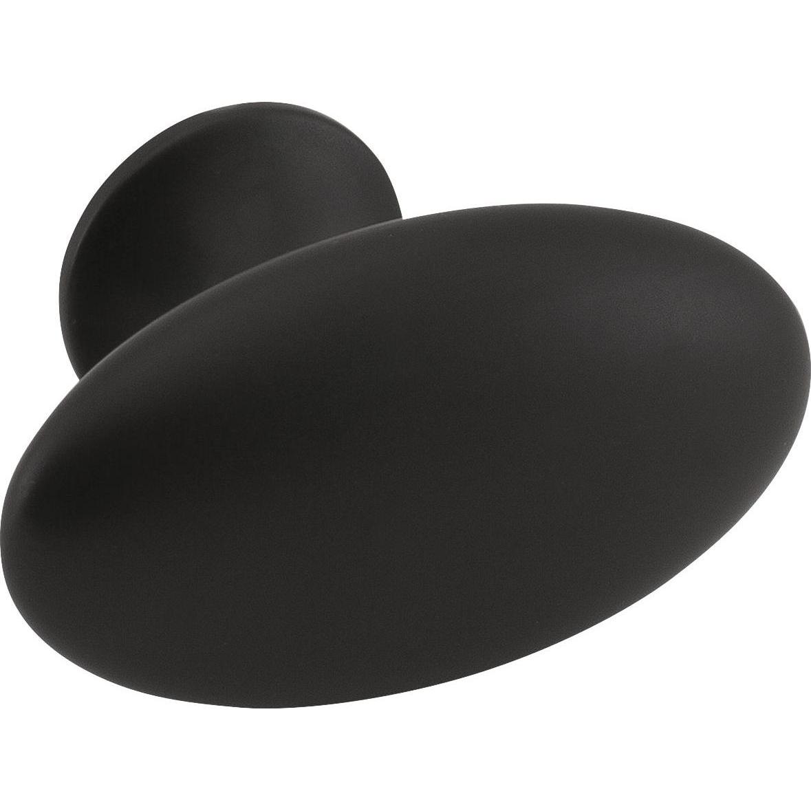 Furnipart, Möbelgriff, Möbelknopf Oval Simple Breite 60 mm, Höhe 35 mm, Zinkdruckguss schwarz matt