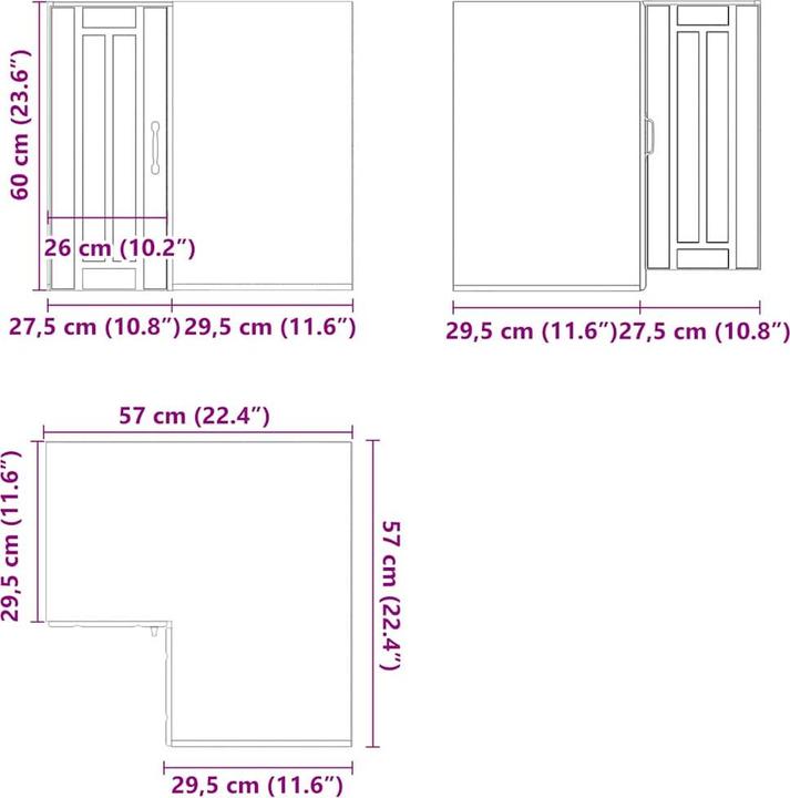 Image du produit vidaXL Küchen-Eckhängeschrank (57 x 57 x 60 cm)