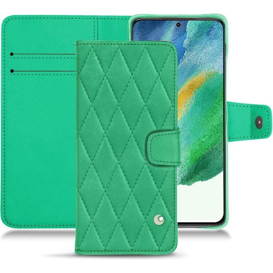Noreve Lederschutzhülle Wallet (Samsung Galaxy S21 FE), Smartphone Hülle, Grün