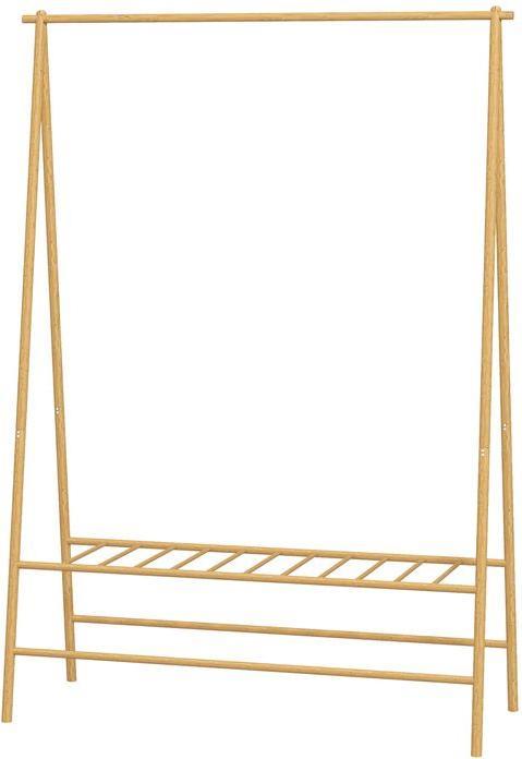Immagine prodotto Swisshandel24 Garderobenständer Bambus, Kleiderständer mit Ablagen und Haken, Wäscheständer