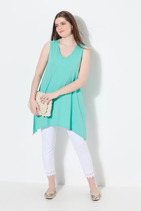 Image du produit Ulla Popken Débardeur long avec base en pointe des deux côtés. Décolleté en V. Coton bio. Coupe évasée (46, 48)