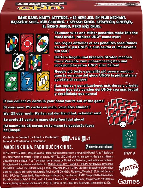 Produktbild Mattel Games Uno No Mercy (Italienisch, Deutsch, Französisch, Englisch, Spanisch)