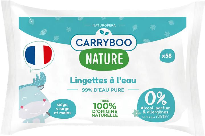Carryboo Lingettes à l’Eau pure à l'extrait de calendula Bio (58 pièce(s))