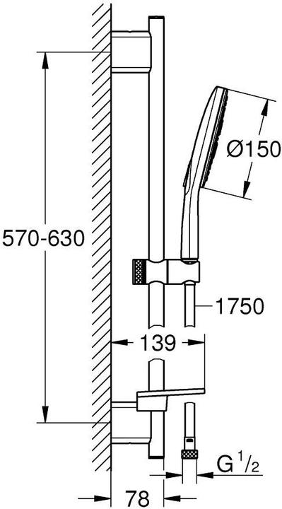 Produktbild Grohe Vitalio SmartActive 150 Brausestangenset 3 Strahlarten (3 Strahlarten)
