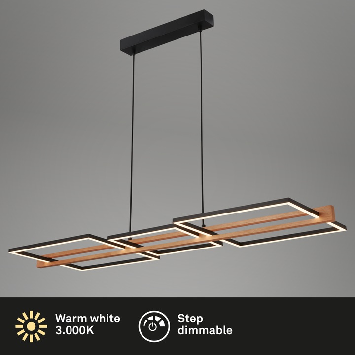 Produktbild Briloner LED Pendelleuchte, Schwarz / Holz, LED / 36W
