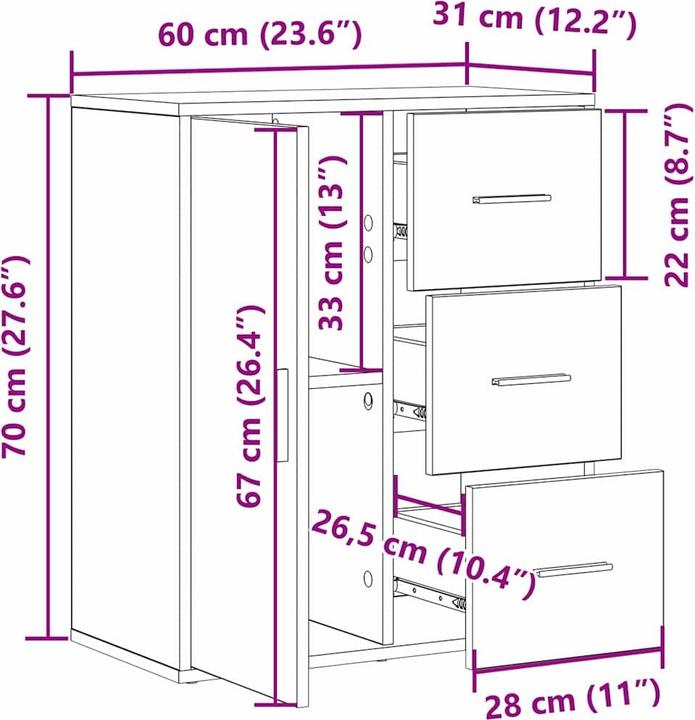 Image du produit vidaXL Sideboard (31 x 31 x 70 cm)