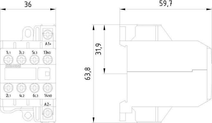 Produktbild Siemens Leistungsschütz 4kW 4S 110VAC 8,4A REG 3TG1010-0AG2