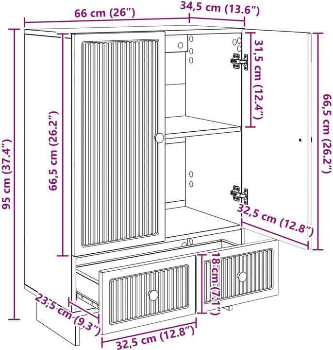 Produktbild vidaXL Sideboard (34.50 x 66 x 95 cm)