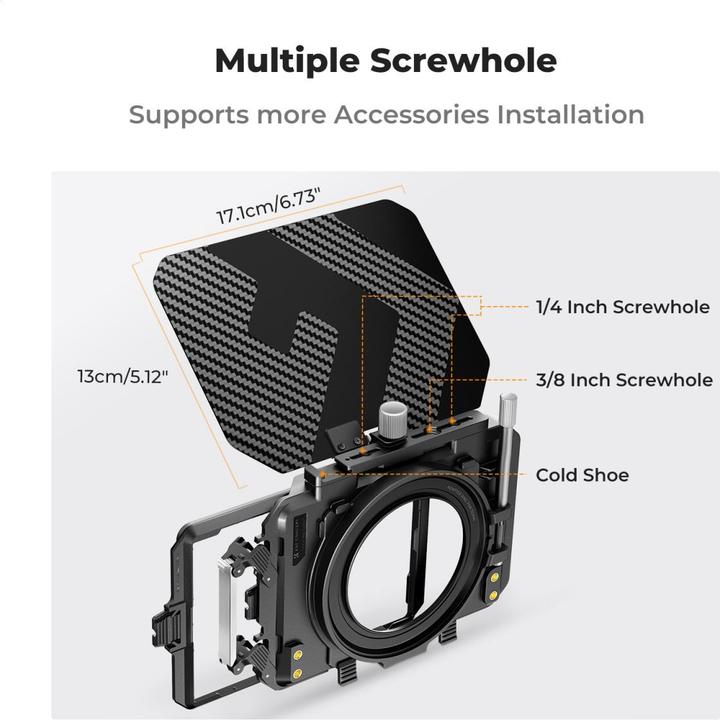 Produktbild K&F Concept Square Movie Blackout Kit, 2 Slots 4*5.65, with 67/72/77/82/95mm Adapter Ring (67 mm, ND- / Graufilter, 143.51 mm)