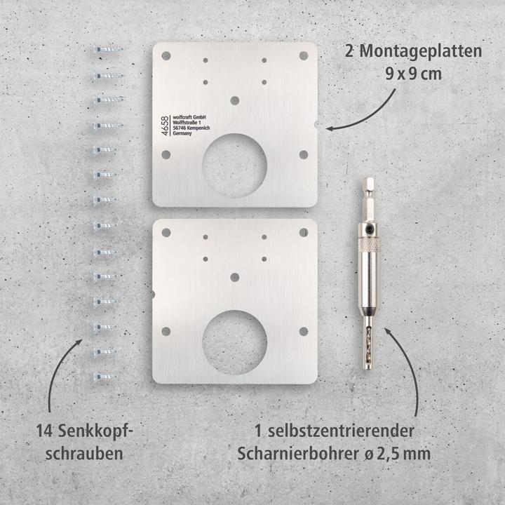 Productafbeelding wolfcraft 1 Rep. montageplaat set voor kopscharnier