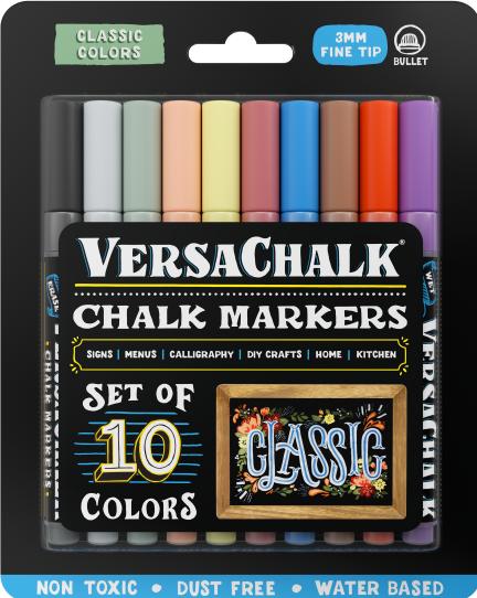 VersaChalk - Classic Liquid Chalk Marker Set of 10 with 3mm tip (10x)