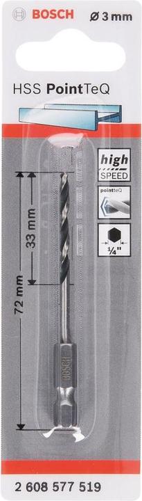 Image du produit Bosch Professional Zubehör HSS PointTeQ Foret hexagonal 3 mm (3 mm)