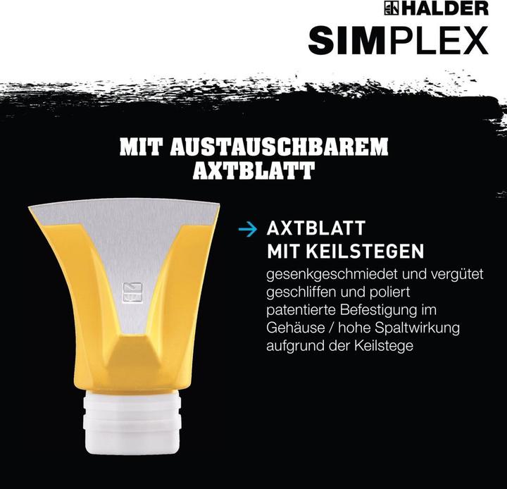 Produktbild Simplex 751 Simplex-Spaltaxt mit Keilstegen mit Stahlgussgehäuse und Hickorystiel, Ø 50 / Stiel 685 mm inkl