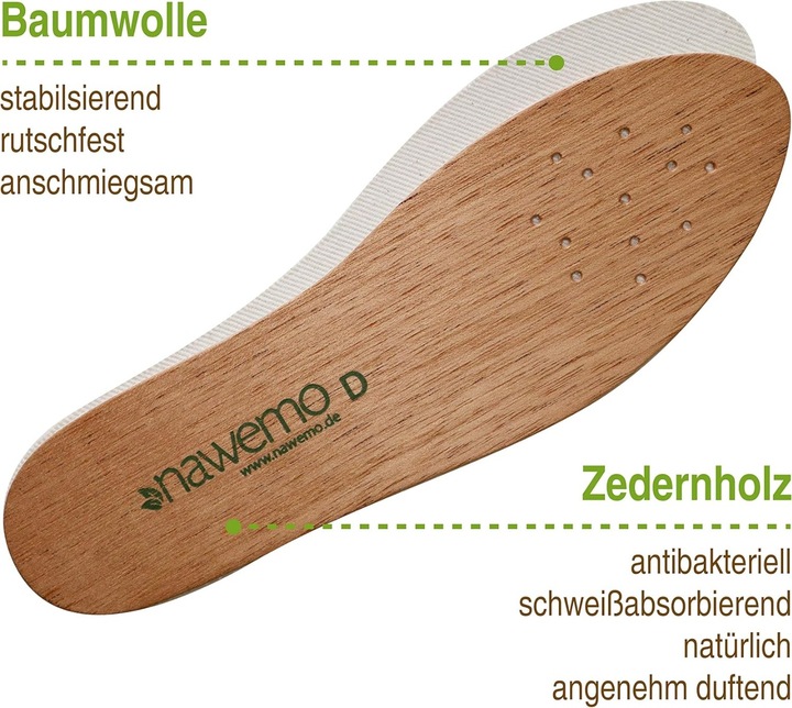Produktbild Nawemo Zedernholzsohlen Herren Einlegesohlen gegen Schweissfüsse 48 EU
