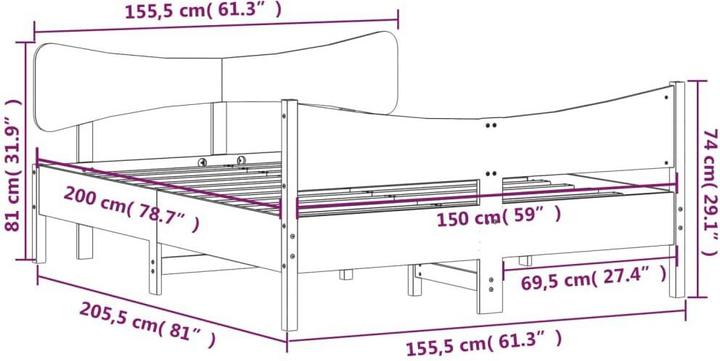 Immagine prodotto vidaXL Bettrahmen (150 x 200 cm)