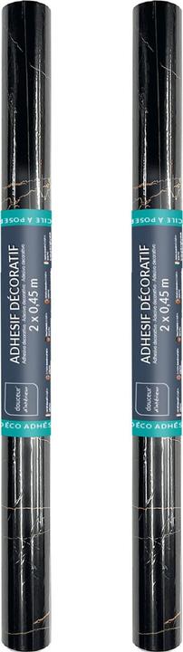 Produktbild Douceur D'intérieur 2er-Set Hochwertige Klebefolie Schwarzer Marmor – Moderne Dekofolie, selbstklebend, 45cmx200cm (200 x 45 cm)