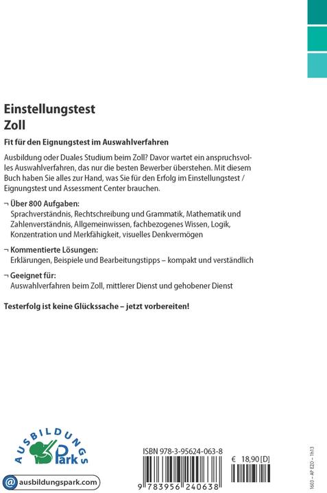 Produktbild Einstellungstest Zoll (Deutsch, Andreas Mohr, Kurt Guth, Marcus Mery, 2024)