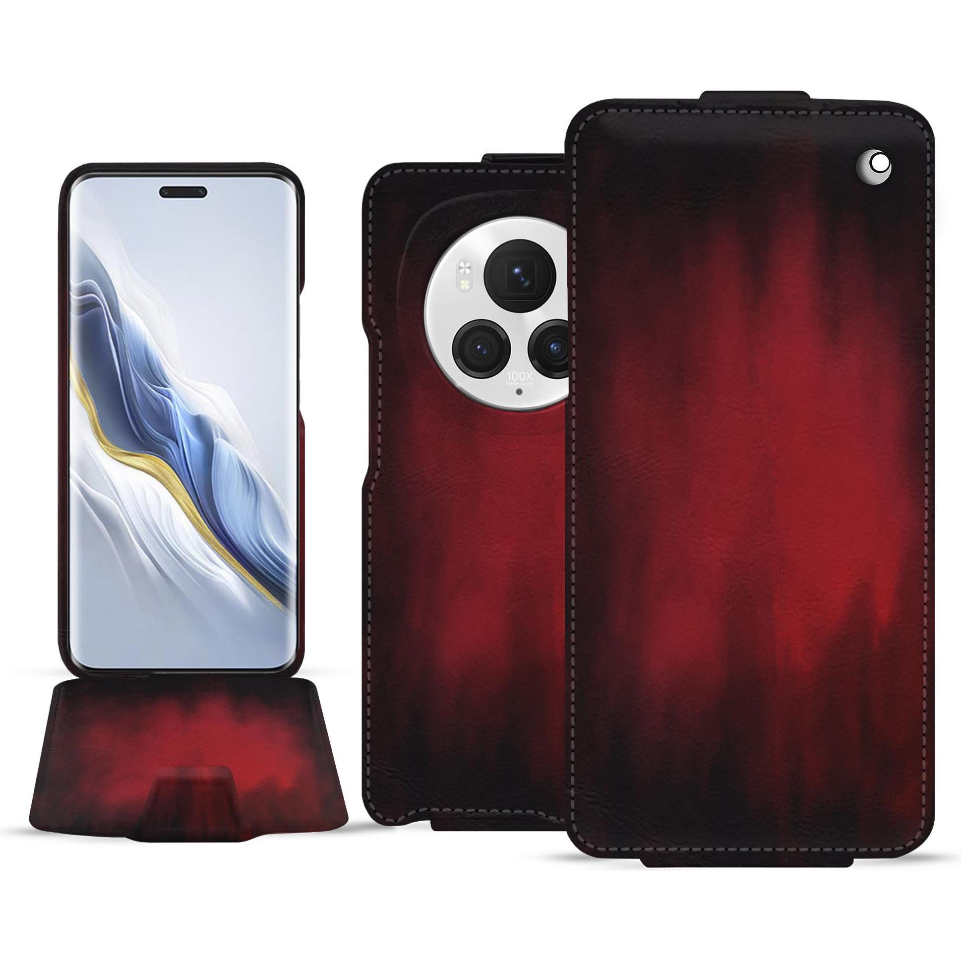 Noreve Lederschutzhülle vertikal (Honor Magic6 Pro), Smartphone Hülle, Rot