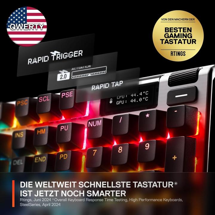 Produktbild SteelSeries | Gaming Keyboard | Apex Pro Gen 3 | Wired | US Layout | Black | USB-C | OmniPoint 3.0 Adjustable Hy (US, Kabelgebunden)