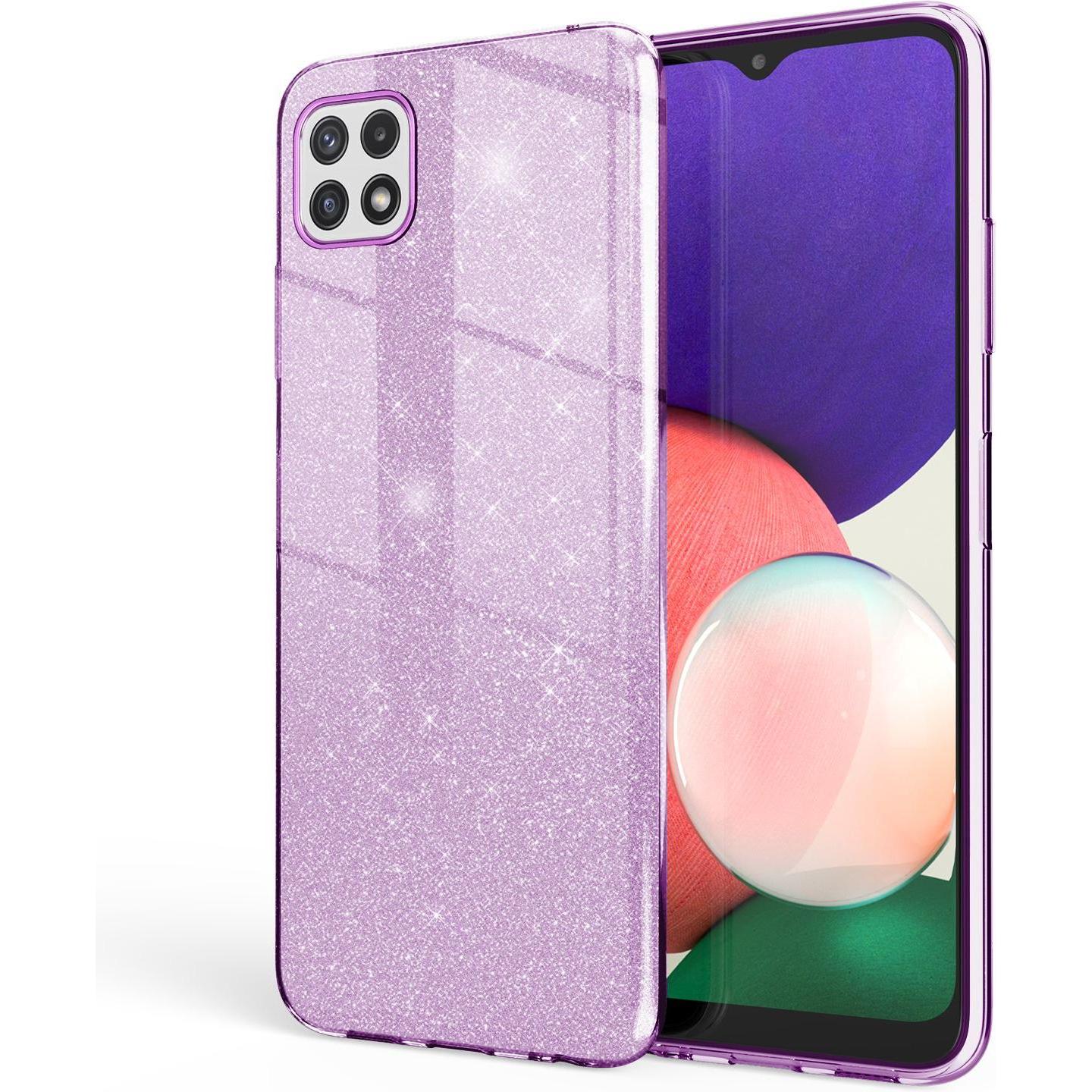 Nalia Glitzer Handyhülle (Samsung Galaxy A22 5G), Smartphone Hülle, Violett
