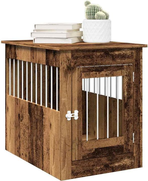 vidaXL Dog cage in furniture style reclaimed wood look 55x80x68 cm wood-based material