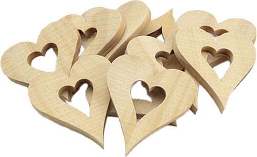 Colorations Décorations en bois en forme de coeur, grandes, 20 pièces.