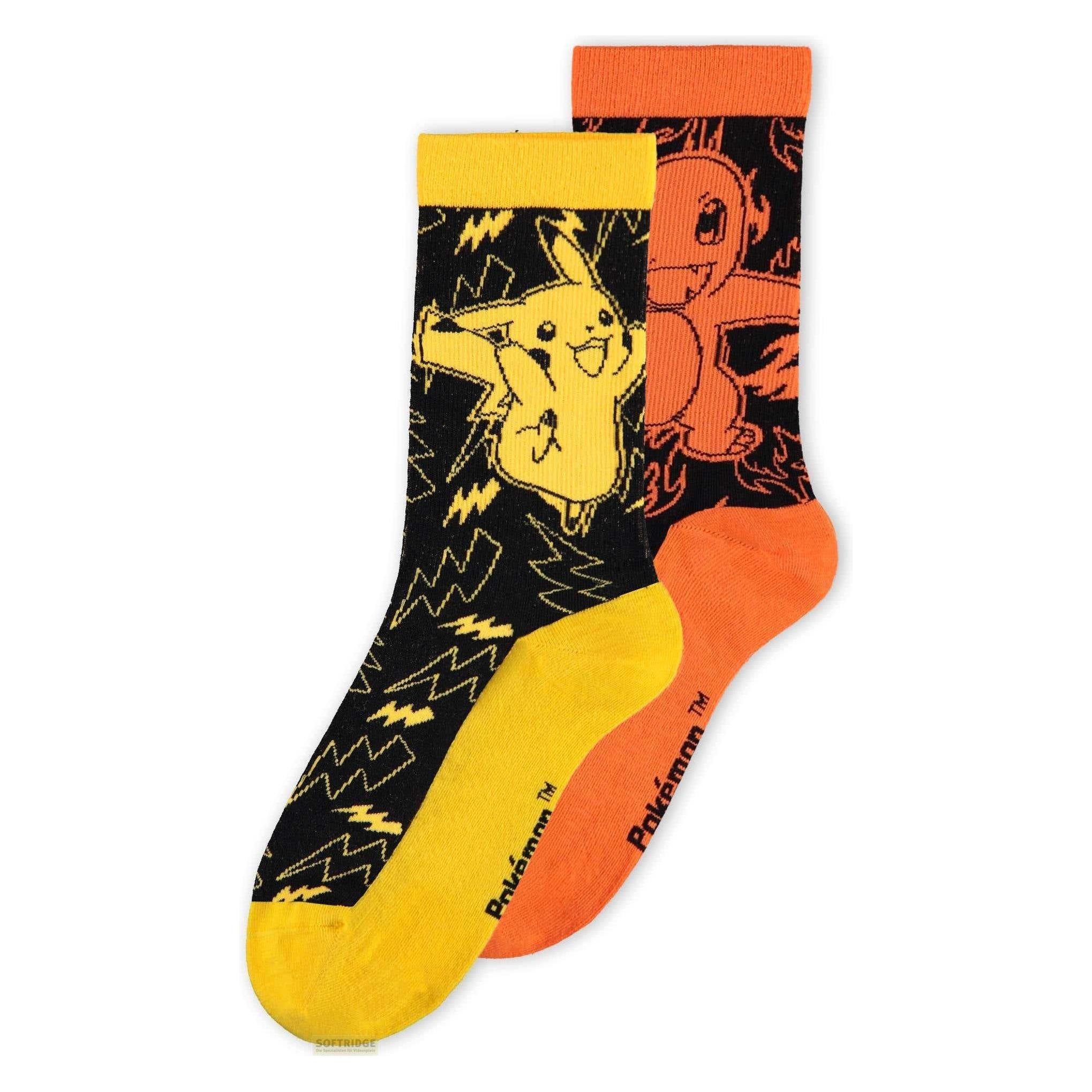 Difuzed, Unisex, Socken, Pokémon - Sport Socks (2Pack) - 43/46, Orange, Mehrfarbig, Schwarz, Gelb, (2er Pack, 43 - 46)