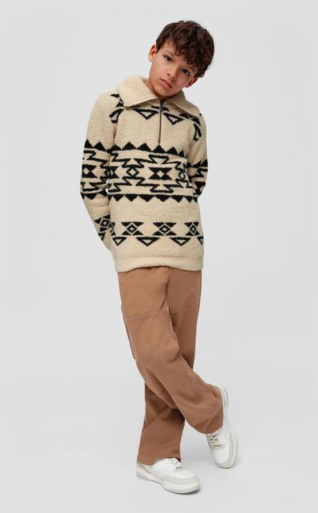 Produktbild s.Oliver Strickpullover Bouclépullover mit Troyer-Kragen (M)