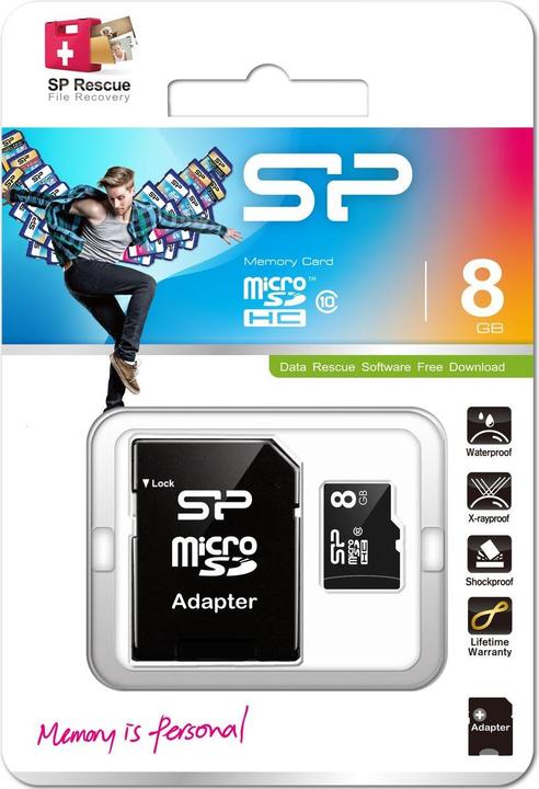 Immagine prodotto Silicon Power Scheda MicroSD SDHC CL.10 con adattatore (8 GB, microSDHC, U1, UHS-I)