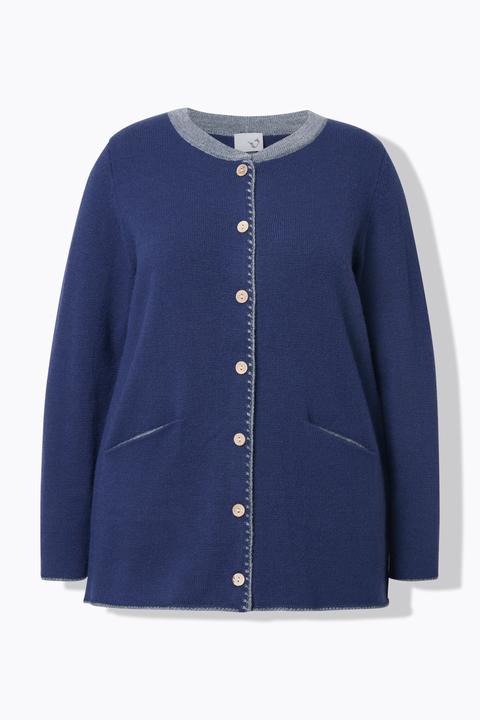 Actual product image Ulla Popken Traditional Button Front Long Sleeve Cardigan (54)
